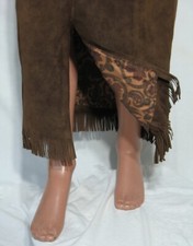 Lang WILDLEDER Lederrock Fransen Fransenrock Indianerin Cowgirl Hippie Boho Rock