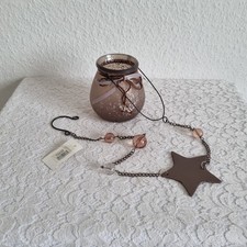Teelichthalter Windlicht  hängend  ✮GILDE✮  86cm  Stern  Perlen  Schleife  ✮NEU✮