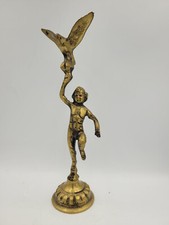 Messing figur knabe mit vogel - knabe,