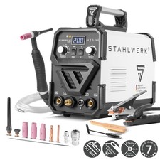 STAHLWERK Schweißgerät 2 in 1 Kombi DC WIG 200 ST ARC/MMA/E-Hand HF-Zündung 200A