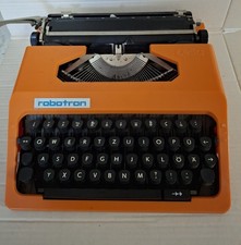 Reiseschreibmaschine Robotron Cella DDR Vintage, Orange im Koffer Ostalgie