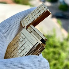 S.T. Dupont Gold Plaid Messing Feuerstein Ligne 2 Feuerzeug BNWB Neu Verpackung