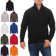 Herren Sweatjacke ohne Kapuze Zip-Jacke Reißverschluss mit Kragen Pullover Sweat