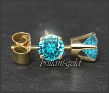 Ohrstecker 585 Gold, türkise Topase 4, 5, 6, 7 mm, Gelbgold, Weißgold Ohrringe