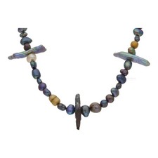 Perlenkette grau, schwarz, Second Hand, getragen