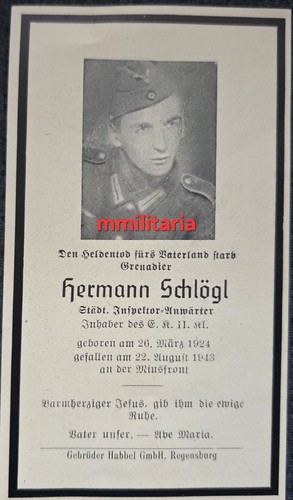 Sterbebild wwii grenadier - sterbebild,