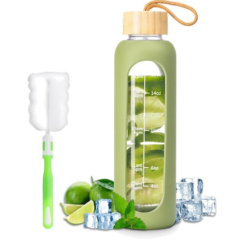 Wasserflasche glas 500ml aus - glas,
