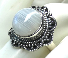 Mondstein Ring 925 Silber Gr.16,8 (53) Blumen Design Antikstil UNIKAT NEU