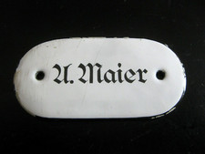 altes Emailschild U. MAIER Türschild Namensschild oval gewölbt
