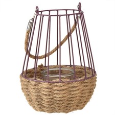 Windlicht mit Henkel Glas Lila