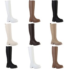 Damen Leicht Gefütterte Plateaustiefel Stiefel Profil-Sohle Schuhe 839544 Mode