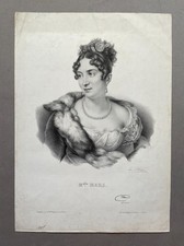 Melle Mars, alte Lithographie, Porträt, 19. Jh.