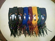 indianer medizinbeutel, Tabakbeutel handbemalt Native American Style, Schädel