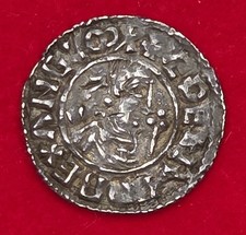 Æthelred II Crux Penny - London Mint, Oscytel, sehr schön mit historischen Peckmarken