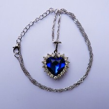 Herz Halskette Damen Silber Blau Stein Schmuck Kette Geschenk Valentinstag