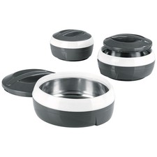 GOURMETMAXX 3-teiliges Thermo-Schüssel-Set - grau-weiß