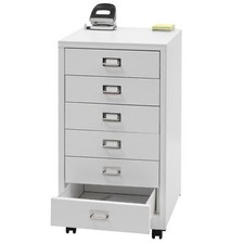 B-Ware Rollcontainer MCW-L49, Stahlschrank, Metall 6 Schubladen weiß