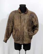 Lederjacke Pierce Arrow Bundjacke Übergang Vintage Leder braun Gr. 48