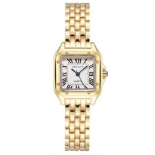Armbanduhr Damen Gold klein quadratisch Edelstahl vergoldet Quarzwerk römisch