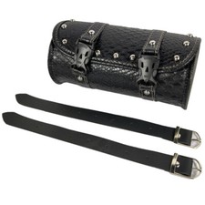 1x Motorrad Toolbag Werkzeug PU-Leder Lenker Rolle Harley Chopper Tasche Schwarz