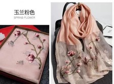 Damen Seide Wolle Schal Wrap