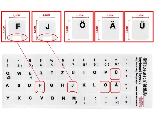 Tastaturaufkleber weiß - de,
