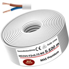 5 -100m Kunststoffschlauchleitung H03VV-F 2x0,75 WS Flexible Leitung Gerätekabel