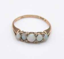 Rotgold Memory Eternity Ring Voll Opal Diamant 585 Gold Antik