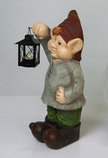 Gartenzwerg Wichtel Zwerg m.Laterne Gartenfigur Deko Skulptur Dekofigur Keramik