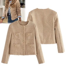 Damen Khaki Taschen Tweed