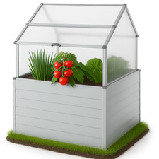 Metall Hochbeet mit Frühbeetaufsatz - 120 x 120 x 169cm Pflanzbeet Gewächshaus