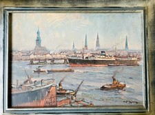 Carl Friedrich Winkler-Hagedorn – Original Ölbild Hamburg Hafen, signiert, ca. 7