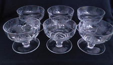 6 Vintage/Retro geätzte Glas Dessert/Eis/Eisbecher Geschirr-sehr guter Zustand