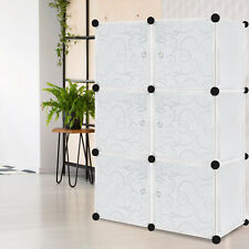 Weißer Regalsystem Kleiderschrank 6 Würfel mit Türen Steckregal Garderobe DIY