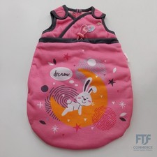 BABY born 832479 Schlafsack - Puppenschlafsack rosa grau mit Klettverschluss an 