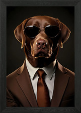 Gerahmtes Wandbild Herren Hund