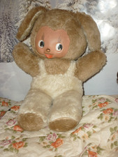 DDR Plüschtier  Gummi Gesicht Kuscheltier Hase Häschen beige 36cm groß so süß !!