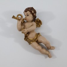 Engel mit Horn Putte Holz