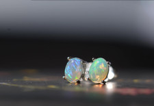 Neu Zarte Edle Opal Stein Ohrstecker 925 Silber Ohrringe Opal Geschenk