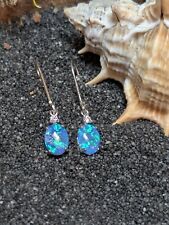 1 Paar wunderschöne 925 silber Ohrringe  eingefassten Opal Stein Geschenk ?