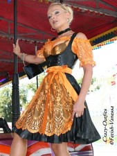 Lederdirndl Lederkleid Leder Dirndl Kleid Schwarz Größe 32 - 58 XS - XXXL