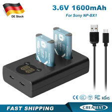 2x 3.6V 1.6Ah Akku +Dual Ladegerät Kit Für Sony NP-BX1 DSC-RX100 HX60 HX90 H400