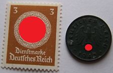 REICHSPFENNIG + BRIEFMARKE - DRITTES REICH - DEUTSCHES REICH - MÜNZE