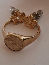 FOSSIL:  Ohrstecker + Ring, Steinbesatz, Edelstahl, sehr wenig getragen