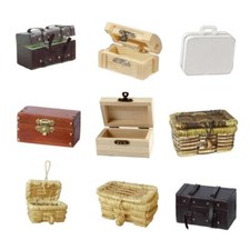 Miniatur Schatztruhe Körbe oder Koffer zum Öffnen 4-7 cm, Holz Möbel für Wichtel