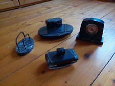 Schreibtischgarnitur Marmor Schwarz 1930er Jahre