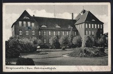 Regenwalde in Pommern, Partie an der Bismarckschule, Ansichtskarte 