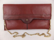 Vintage Echtleder Handtasche - rot - auch als Clutch tragbar - Logo 'Krone'