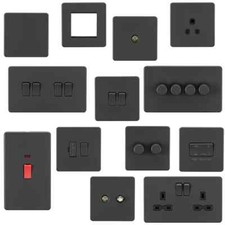 SCHRAUBENLOSER ANTHRAZIT FLACHE PLATTE SLIMLINE STECKER USB SPORNSCHALTER 