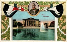AK GRUSS AUS POSEN STADTTHEATER MIT HINDENBURG 2 BILD COL. 1915